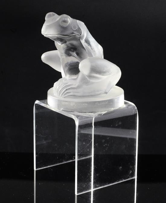 Grenouille/Frog. A glass mascot by René Lalique, introduced on 3/5/1928, No.1146 Height 6cm.